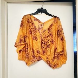 Free People Orange Floral Blouse